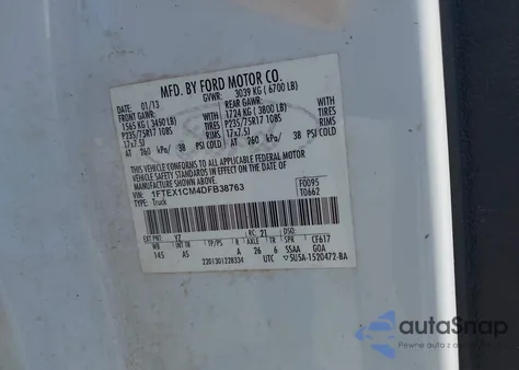 2013 Ford F-150 Xl z USA, uszkodzony, nr VIN 1FTEX1CM4DFB38763